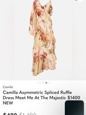 Camilla Asymmetric Spliced Ruffle Dress Meet Me At The Majestic $1400 NEW